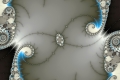 Mandelbrot fractal image behind blu eyes